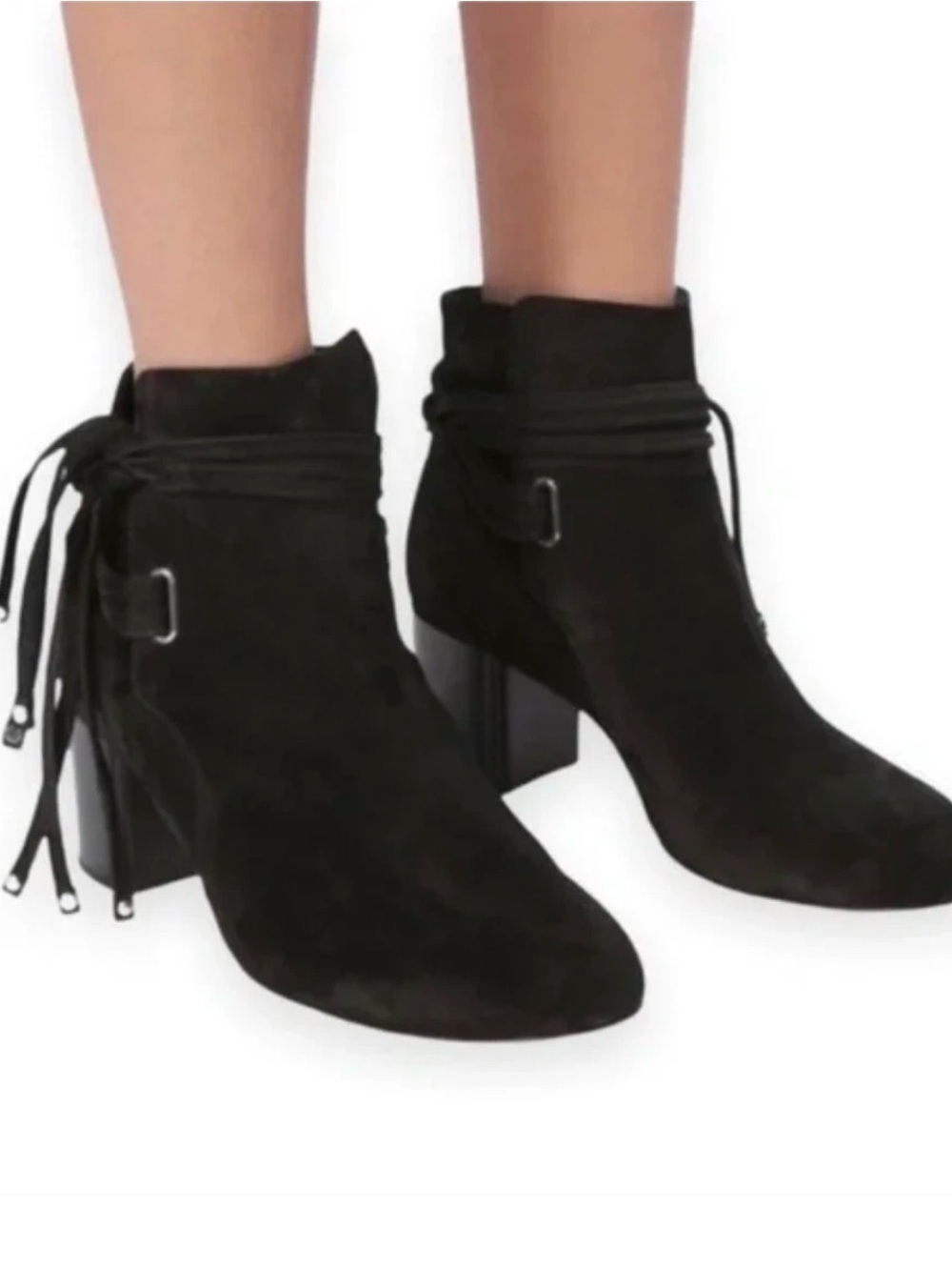 rag & bone Dalia II Black Suede Lace-Up Back Ankle Boots